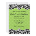Zebra Print Green Dot Invitations Announcements invitation