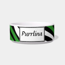 Zebra Print Green Mix Personalized Cat Bowl pet bowls