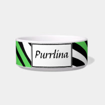 Zebra Print Green Mix Personalized Cat Bowl pet bowls