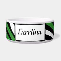 Zebra Print Green Mix Personalized Dog Bowl pet bowls
