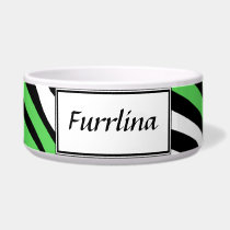 Zebra Print Green Mix Personalized Dog Bowl pet bowls