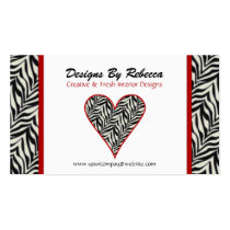 Zebra Print Heart Business Card business cards