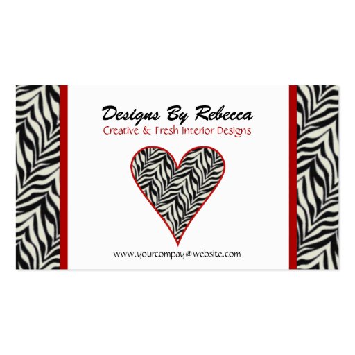 Zebra Print Heart Business Card