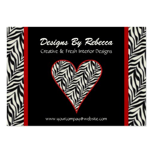Zebra Print Heart Business Card (front side)