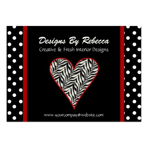Zebra Print Heart with Polka Dots Business Card