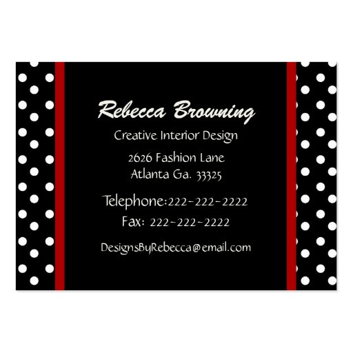 Zebra Print Heart with Polka Dots Business Card (back side)