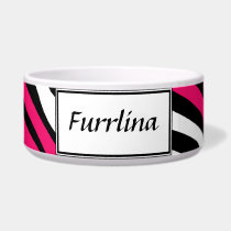 Zebra Print Hot Fuchsia Mix Personalized Dog Bowl pet bowls