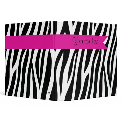 Zebra Print Hot Pink Banner Personalized Vinyl Binder