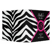 Zebra Print Hot Pink Lace Monogram 2 Inch Binder binder
