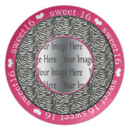zebra print hot pink sweet 16 gift photo plate plate