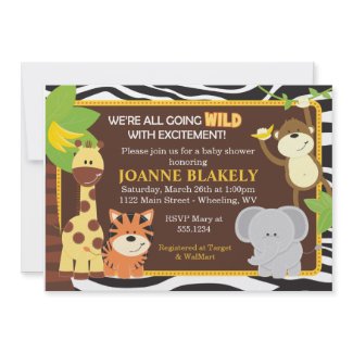 Zebra Print Jungle Safari Baby Shower Invitation