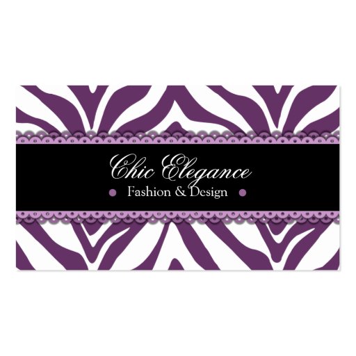 Zebra Print & Lace Elegant Business Cards (front side)