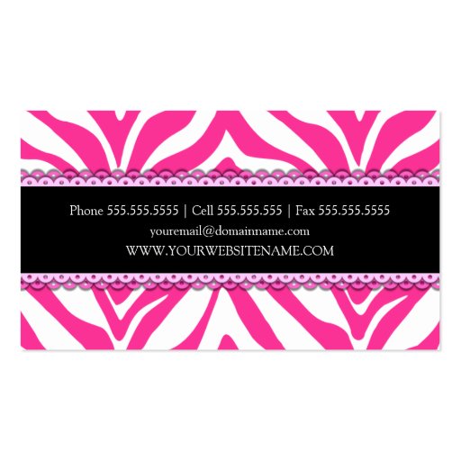 Zebra Print & Lace Elegant Business Cards (back side)