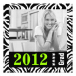 Zebra Print Lime Green Custom Photo Graduation Invite