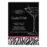 zebra print martini birthday party invitations