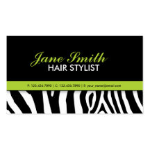 Zebra Print Modern Elegant Green Stylish Business Card Templates