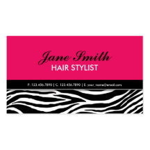 Zebra Print Modern Elegant Hair Stylist Hot Pink Business Card Templates