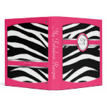 Zebra Print Monogram Berry Pink Recipe Binder