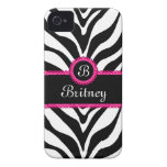 Zebra Print Monogram Name Case-Mate iPhone 4 Case
