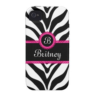 Zebra Print Monogram Name Case-Mate iPhone 4 Case