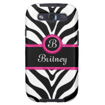 Zebra Print Monogram Name Samsung Galaxy SIII Case