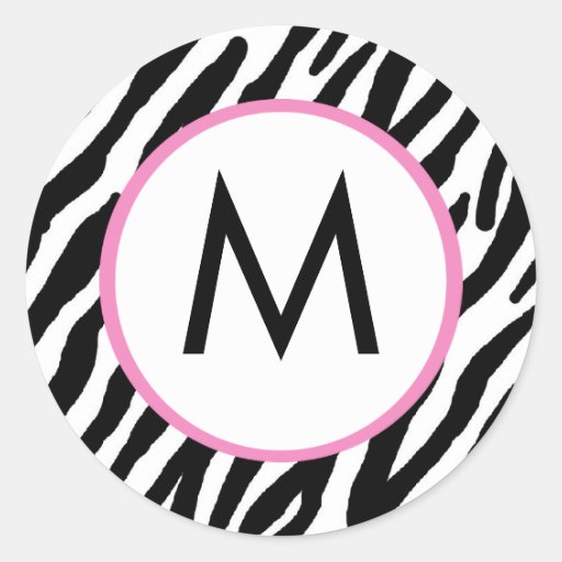 Zebra Print Monogrammed Stickers Zazzle