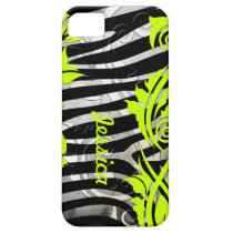 Zebra Print & Neon Flourishes Iphone 5 Case