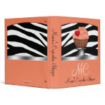 Zebra Print Orange Cream Cupcake Pedestal Binder