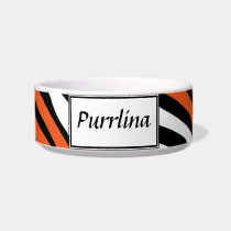 Zebra Print Orange Mix Personalized Cat Bowl pet bowls
