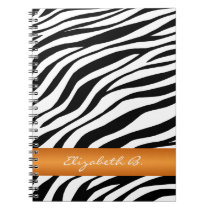 Zebra Print Orange Stripe Personalized Notebook
