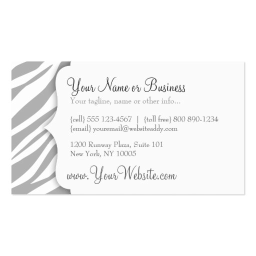 Zebra Print (Pale Grey) Custom Business Card (back side)