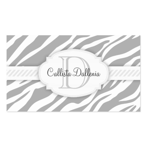 Zebra Print (Pale Grey) Custom Business Card
