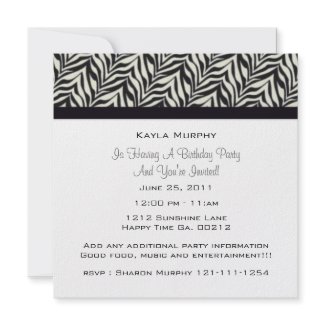 Zebra Print Party Invitations invitation