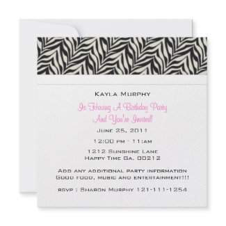 Zebra Print Party Invitations invitation