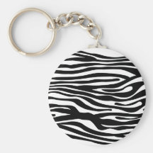 Zebra Print Pattern - Black and White Keychains