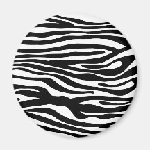 Zebra Print Pattern - Black and White Refrigerator Magnets