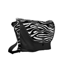 Zebra Print Pattern - Black and White Messenger Bags