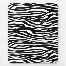 Zebra Print Pattern - Black and White Mousepads