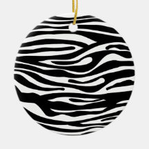 Zebra Print Pattern - Black and White Christmas Ornaments