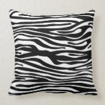 Zebra Print Pattern - Black and White Pillow