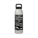 Zebra Print Pattern - Black and White Drinking Bottles