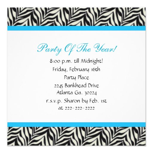Zebra Print Peace Sign Birthday Party Invitation