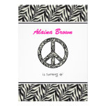 Zebra Print  Peace Sign Birthday Party Invitation