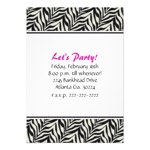 Zebra Print  Peace Sign Birthday Party Invitation
