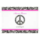 Zebra Print  Peace Sign Birthday Party Invitation