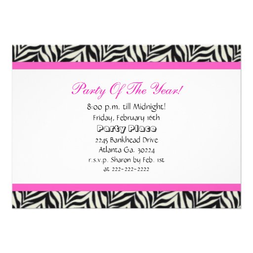 Zebra Print  Peace Sign Birthday Party Invitation