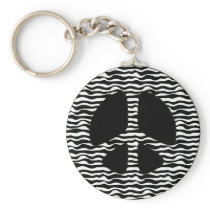 ZEBRA PRINT PEACE SIGN KEY CHAINS