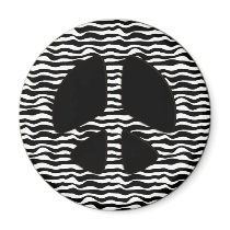 ZEBRA PRINT PEACE SIGN REFRIGERATOR MAGNETS