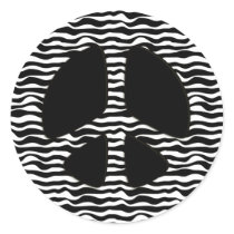 ZEBRA PRINT PEACE SIGN ROUND STICKERS