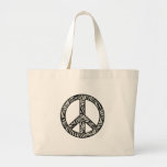 Zebra Print Peace Sign Tote Bag